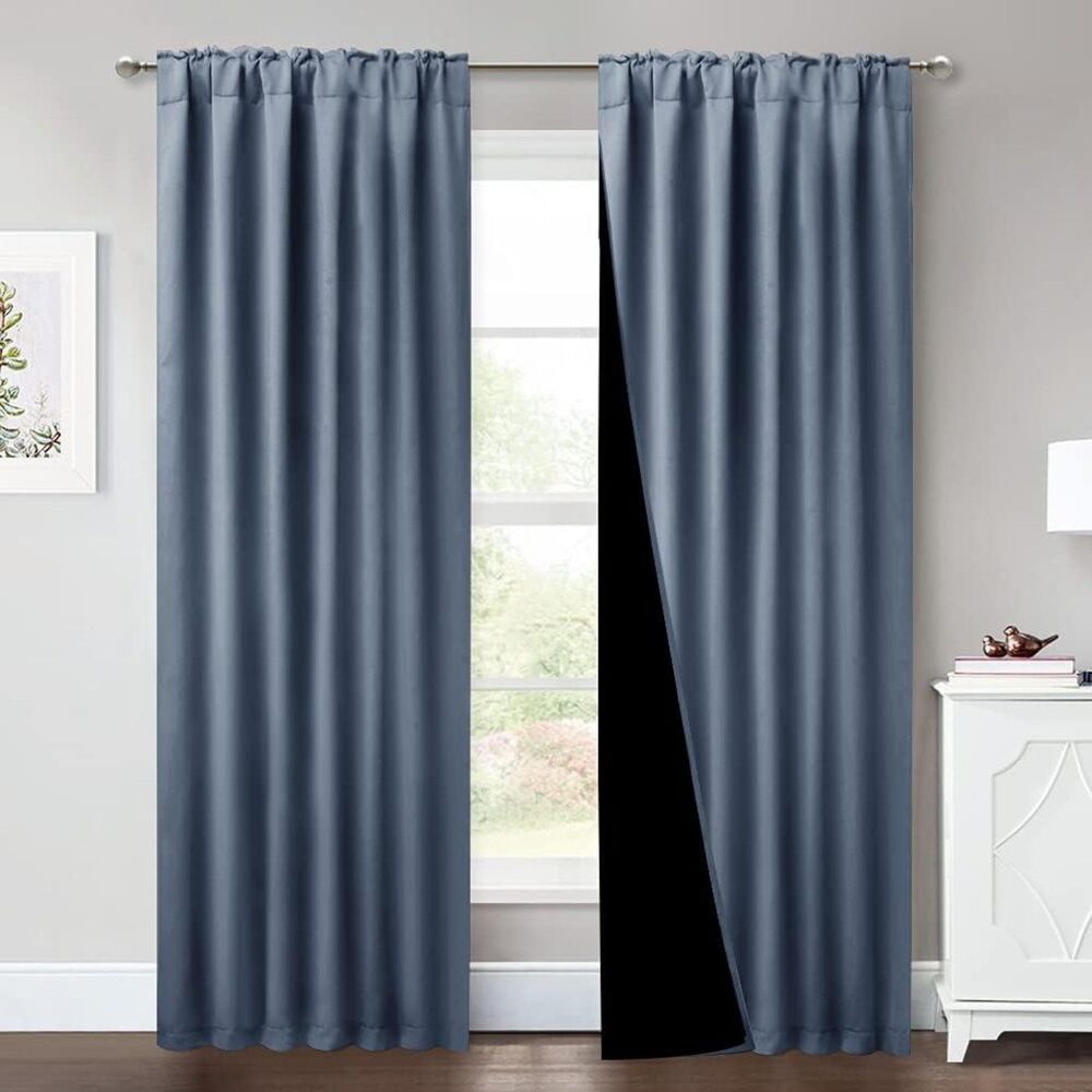 Brand New Nicetown Stone Blue 100% Blackout Curtains 52"W × 84"L – 2 Panels